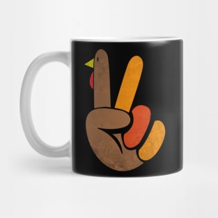 Peace Sign Turkey Hand - Cool Thanksgiving with Hippie Vibes Mug